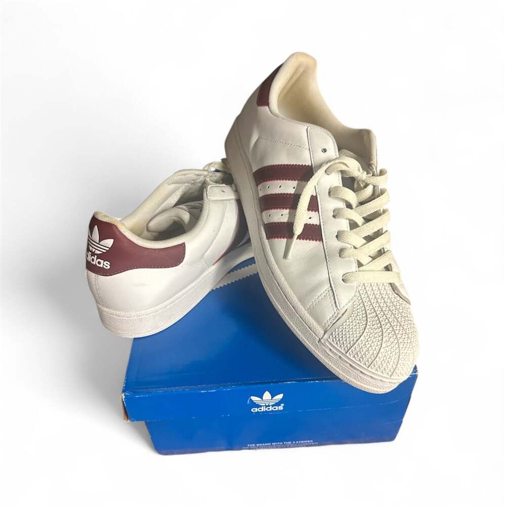Adidas Superstar White Burgundy Sneakers